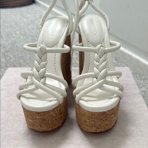 Jimmy Choo White and Brown Platform Shoes